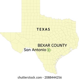 Bexar County And City Of San Antonio Location On Texas State Map