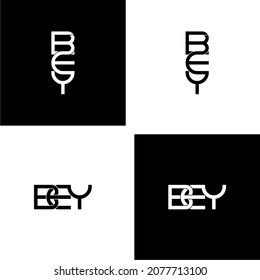 bey initial letter monogram logo design set