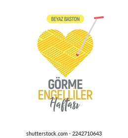 Beyaz Baston Görme Engelliler Haftası
Vector yellow disabled sidewalk inside heart. translation: white cane week of the visually impaired