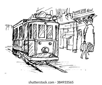 Beyoglu Taksim Tram Sketch