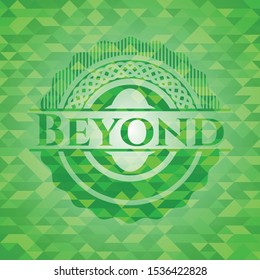 Beyond green emblem with mosaic background. Vector Illustration. Detailed.