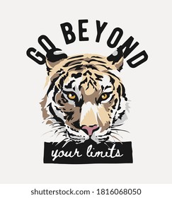 beyond limits slogan with tiger head graphic illustration