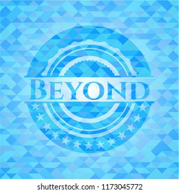 Beyond sky blue emblem with mosaic style background