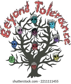 Beyond Tolerance Douglas Drama Halloween Faces on Trees (Editable file) - Vector Illustration