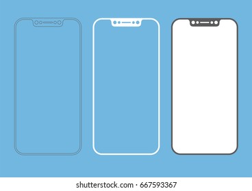 Bezel free / frameless smartphone icon in three different styles