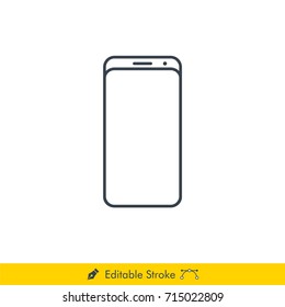 Bezel Less Display Smartphone Icon/Vector - In Line/Stroke Design