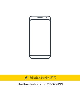 Bezel Less Display Smartphone Icon/Vector - In Line/Stroke Design