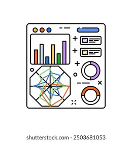 Bezier Chart Fill Color Icon, Vector illustration