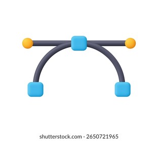Bezier curve editing tool. Design tools, graphic design software and digital creativity concept. 3d vector icon. Cartoon minimal style.