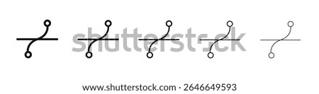 Bezier curve icon black and white vector sign