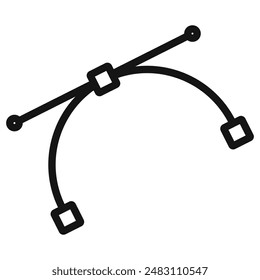 Bezier curve icon mark in filled style