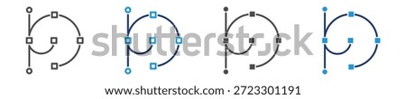 Bezier curve icon set multiple style