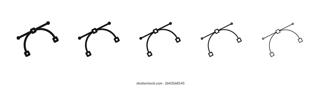 Bezier curve icon vector outline set illustration sign