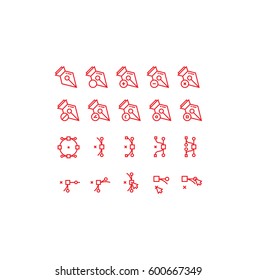 Bezier Curves Tools Vector Icon Set
