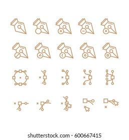 Bezier Curves Tools Vector Icon Set
