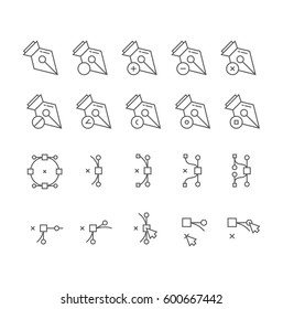 Bezier Curves Tools Vector Icon Set
