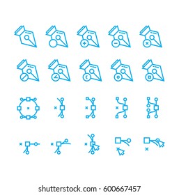 Bezier Curves Tools Vector Icon Set
