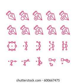 Bezier Curves Tools Vector Icon Set
