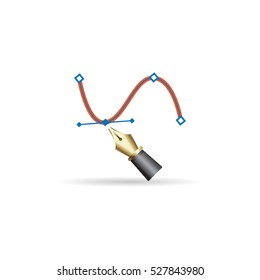 Bezier icon in color. Illustration software vector drawing