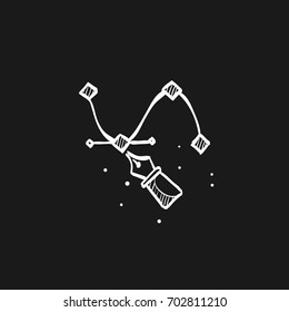 Bezier icon in doodle sketch lines. Illustration computer software vector drawing