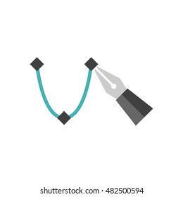 Bezier icon in flat color style. Illustration computer software vector drawing