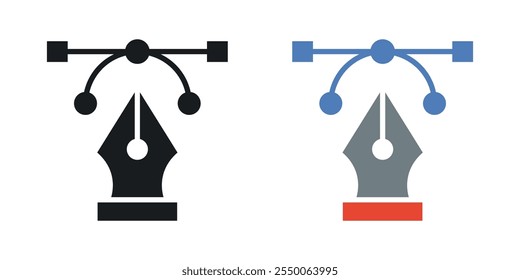 Bezier icon set in black and colored version