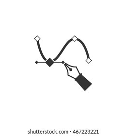 Bezier icon in single grey color. Illustration computer software vector drawing