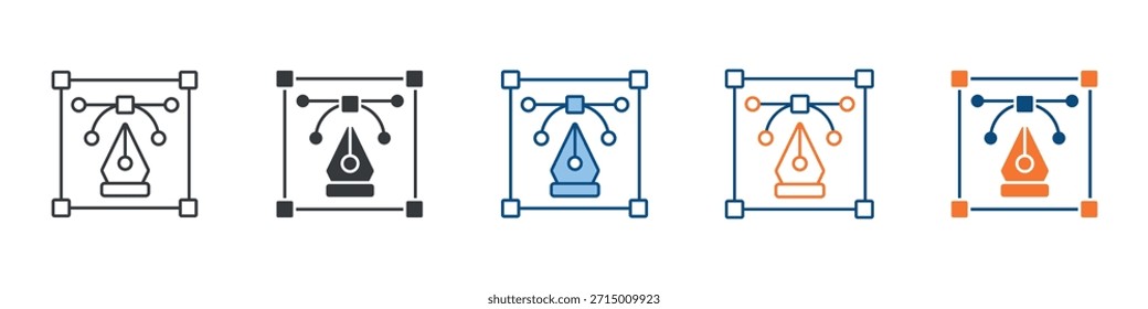 Conjunto de iconos de herramientas Bezier Colección de estilos múltiples