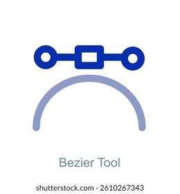 Bezier Tool and writing tools icon concept