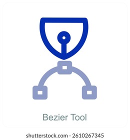 Bezier Tool and writing tools icon concept