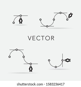 Bezier vector curve icons set