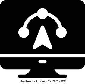 icono plano de glifo de vector bezier