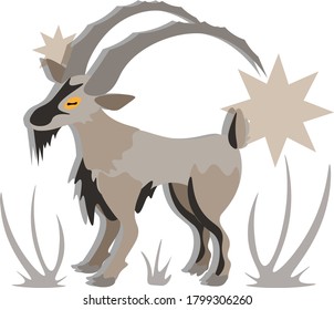 Bezoar Ibex Ziege in blass silberner Farbe.
