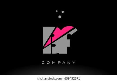 bf b f alphabet letter logo pink grey black creative company vector icon design template