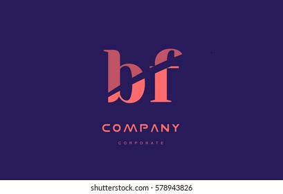 bf b f alphabet small letter blue pink creative design vector company logo icon template 