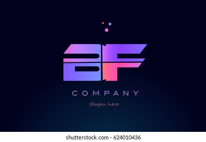 bf b f creative color blue background pink purple blue magenta alphabet letter company logo vector icon design