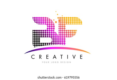 BF B F Dots Letter Logo Design with Magenta Bubble Circles and Swoosh