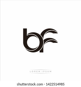 bf b f Initial Letter Split Lowercase Modern Monogram linked outline rounded logo