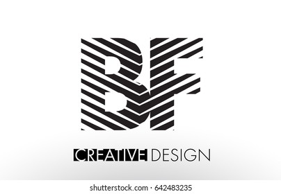 BF B F Lines Letter Design with Creative Elegant Zebra Vector Illustration.