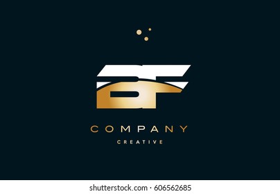 bf b f  white yellow gold golden metal metallic luxury alphabet company letter logo design vector icon template