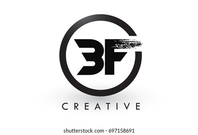 BF Brush Letter Logo Design with Black Circle. Creative Brushed Letters Icon Logo.