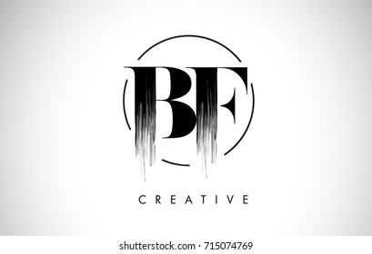 BF Brush Stroke Letter Logo Design. Black Paint Logo Leters Icon with Elegant Circle Vector Design.