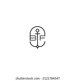 BF creative letter logo design in anchor concept with high quality professional design that will print well across any print media
