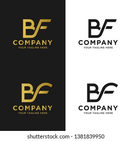 BF elegant logo template in gold color, vector file .eps 10, text and color is easy to edit
