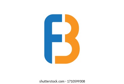 BF or FB and B, F Uppercase Letter Initial Logo Design, Vector Template