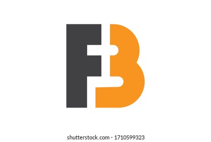 BF or FB and B, F Uppercase Letter Initial Logo Design, Vector Template