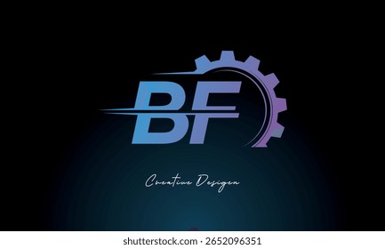 BF Gear Fusion Logo – Industrial Tech-Inspired Letter mark Futuristic Industrial Letter Mark Design for Technology and Engineering Brands.