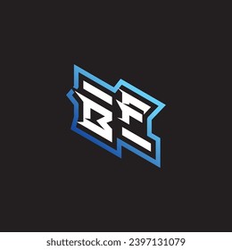 BF initial gaming team, youtube, twitch and clipart stock illustration logo