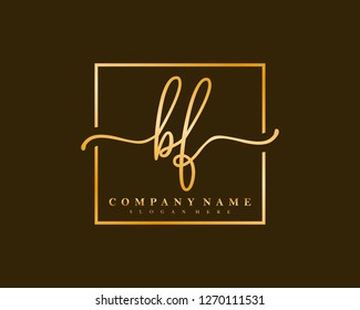 BF Initial handwriting square minimalist logo vector