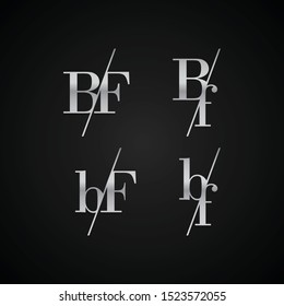 BF initial letter elegant symbol template vector for creative label packaging brand wedding invitations business black and silver color based